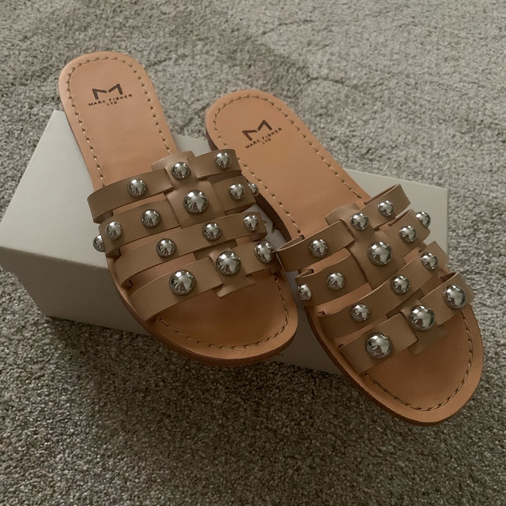 Marc Fisher Tan Studded Women's Sandals